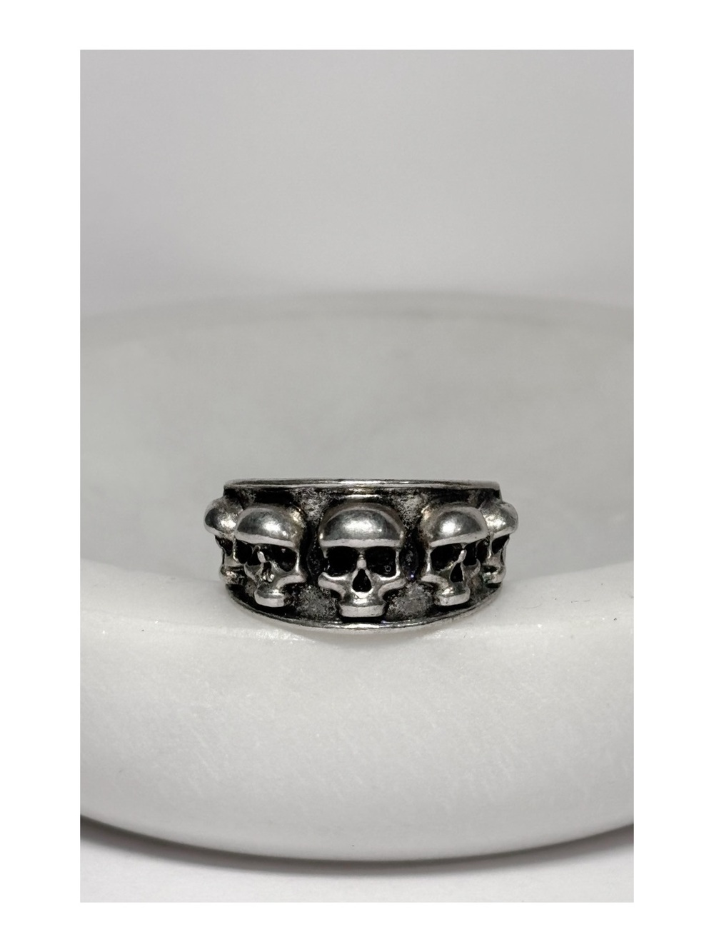 Silver Tone Skull Ring